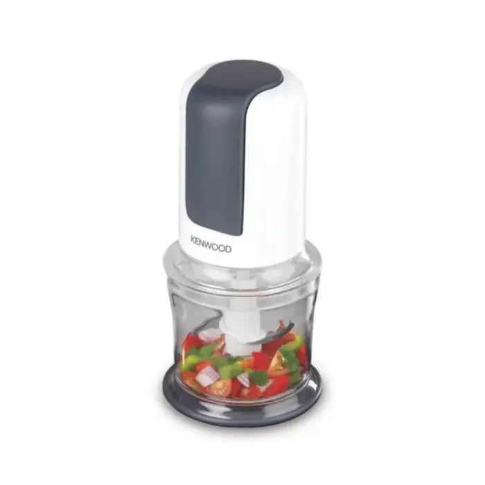 كبة ميني كينوود 500 وات بسعة 500 مل وشفرات رباعية قوية لتقطيع متساوٍ وتحضير سريع للوجبات – Kenwood mini chopper 500W with quad blades for fast and even chopping.