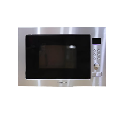 فرن ميكروويف مدمج مع شواية 25 لتر من kitchen line، 900 واط، تصميم ستانلس ستيل باللونين الفضي والأسود، مع برامج طهي متعددة وضمان وتوصيل سريع في مصر.