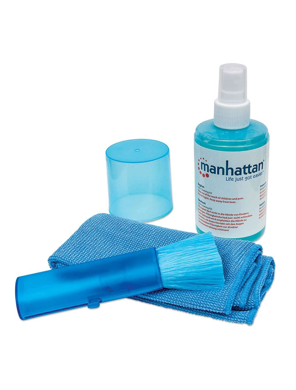 Manhattan LCD Cleaning Kit, Alcohol-free, Includes Cleaning Solution, Brush and Microfiber Cloth, 200 ml (6.75 oz.) 421027