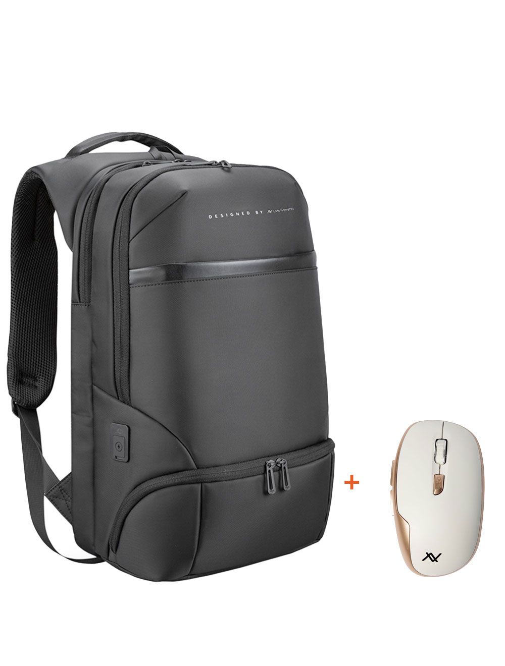 شنطة لافينتو BG416 لابتوب حتى 15.6 بوصة مع ماوس هدية، تصميم متين من بوليستر وPVC، مساحة واسعة ومنفذ USB | L’avvento BG416 Laptop Backpack