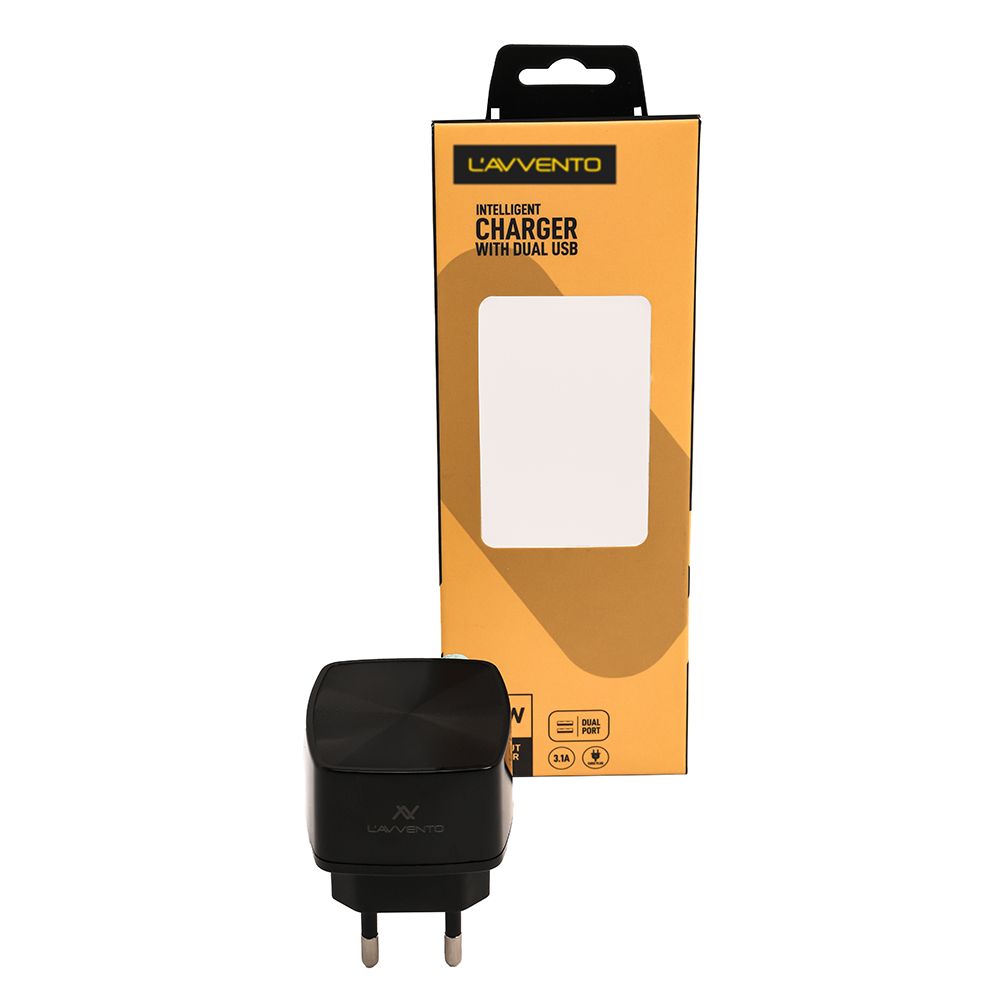 شاحن لافينتو MP106 مزدوج USB بمخرج 3.1A لتجربة شحن سريعة وآمنة لجميع الهواتف والأجهزة اللوحية. Dual USB Euro Plug charger 3.1A by L'avvento.