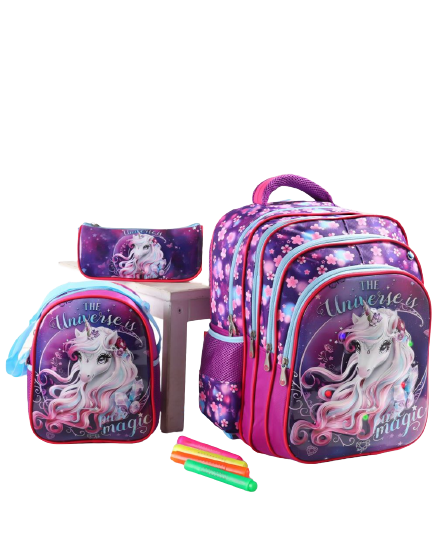 School bag 3M,3D, size 16,Lighting Bag ,A set of 3 pieces, a lunch bag and a pencil case