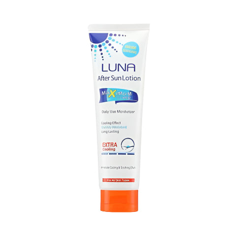 لوشن بعد الشمس after sun lotion من لونا يهدئ البشرة ويرطبها ويحافظ على التان، Luna after sun lotion soothes and hydrates skin for long-lasting tan.