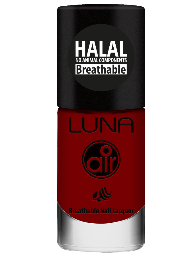 طلاء أظافر لونا إير حلال 10 مل يمنح لونًا ثابتًا ولمعانًا أنيقًا، Luna Air Halal Nail Polish 10ml delivers lasting color with elegant shine.