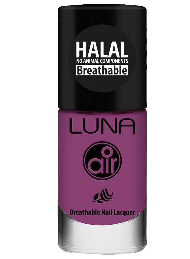 طلاء أظافر لونا إير حلال 10 مل يمنح لونًا ثابتًا ولمعانًا أنيقًا، Luna Air Halal Nail Polish 10ml delivers lasting color with elegant shine.