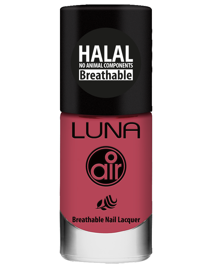 طلاء أظافر لونا إير حلال 10 مل يمنح لونًا ثابتًا ولمعانًا أنيقًا، Luna Air Halal Nail Polish 10ml delivers lasting color with elegant shine.