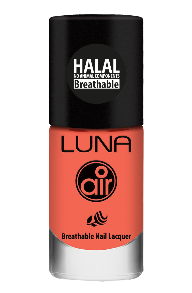 طلاء أظافر لونا إير حلال 10 مل يمنح لونًا ثابتًا ولمعانًا أنيقًا، Luna Air Halal Nail Polish 10ml delivers lasting color with elegant shine.