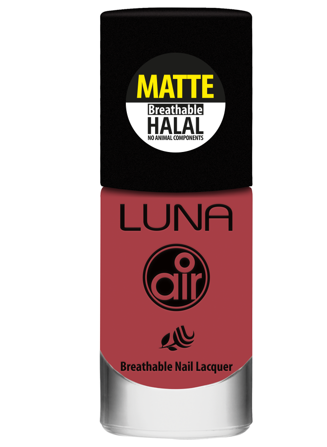 طلاء أظافر لونا إير مات حلال 10 مل يمنحك لونًا غنيًا ولمسة نهائية أنيقة، Luna Air Matte Halal Nail Polish 10ml gives rich color & elegant matte finish.