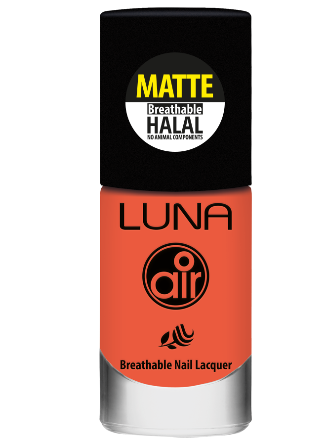 طلاء أظافر لونا إير مات حلال 10 مل يمنحك لونًا غنيًا ولمسة نهائية أنيقة، Luna Air Matte Halal Nail Polish 10ml gives rich color & elegant matte finish.