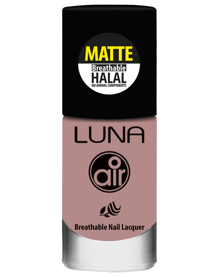 طلاء أظافر لونا إير مات حلال 10 مل يمنحك لونًا غنيًا ولمسة نهائية أنيقة، Luna Air Matte Halal Nail Polish 10ml gives rich color & elegant matte finish.