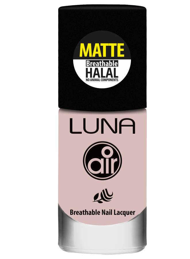 طلاء أظافر لونا إير مات حلال 10 مل يمنحك لونًا غنيًا ولمسة نهائية أنيقة، Luna Air Matte Halal Nail Polish 10ml gives rich color & elegant matte finish.
