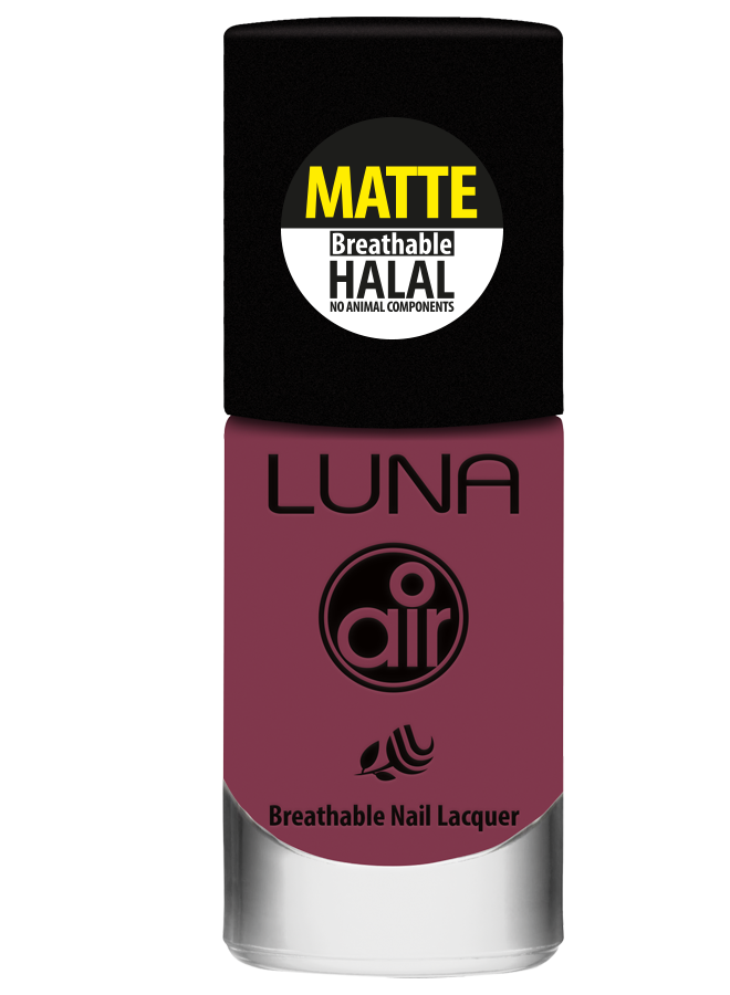 طلاء أظافر لونا إير مات حلال 10 مل يمنحك لونًا غنيًا ولمسة نهائية أنيقة، Luna Air Matte Halal Nail Polish 10ml gives rich color & elegant matte finish.
