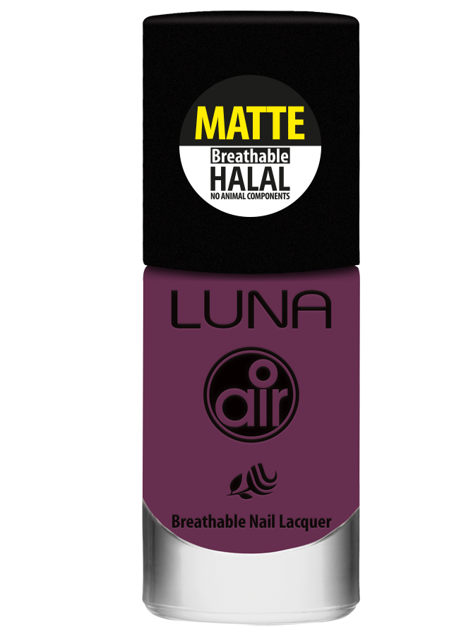 طلاء أظافر لونا إير مات حلال 10 مل يمنحك لونًا غنيًا ولمسة نهائية أنيقة، Luna Air Matte Halal Nail Polish 10ml gives rich color & elegant matte finish.