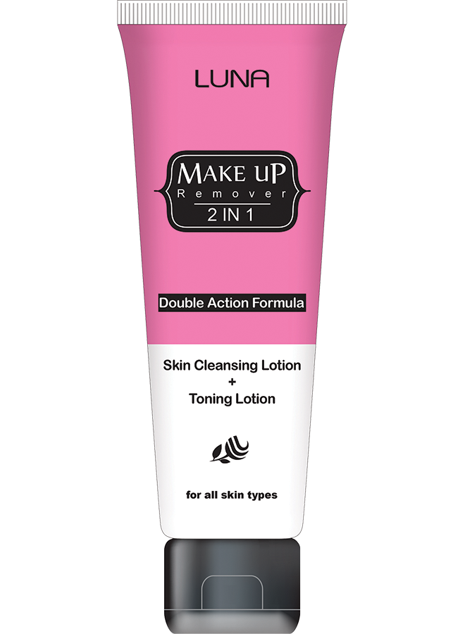 مزيل مكياج لونا 130 مل بتركيبة ثنائية المفعول تزيل المكياج بعمق دون جفاف البشرة، مثالي لجميع أنواع البشرة – Luna makeup remover 130ml cleans deeply and hydrates your skin.