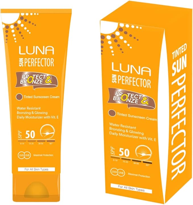 لونا واقي شمس ملون SPF50 يوفر حماية يومية قوية مع تغطية خفيفة، Luna sun block tinted SPF50 delivers broad-spectrum protection and smooth coverage.