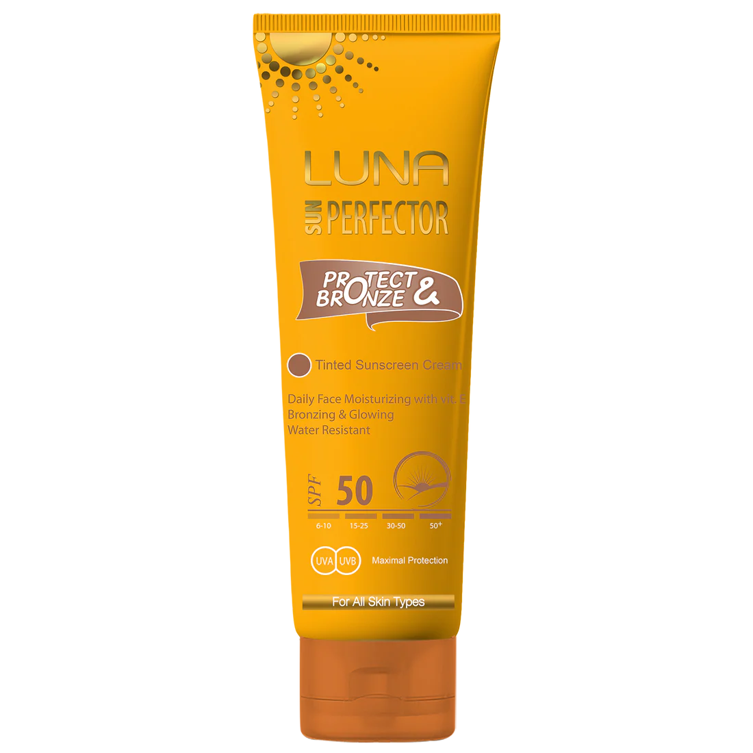 لونا واقي شمس ملون SPF50 يوفر حماية يومية قوية مع تغطية خفيفة، Luna sun block tinted SPF50 delivers broad-spectrum protection and smooth coverage.