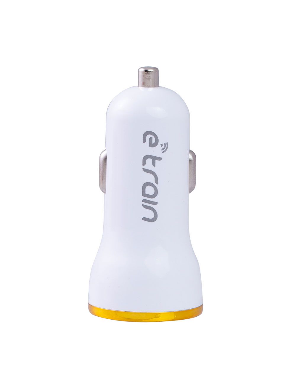 E-train (MP100) Car Charger 2.1MAh with Type-C Cable 1M - with Led Indicator - White