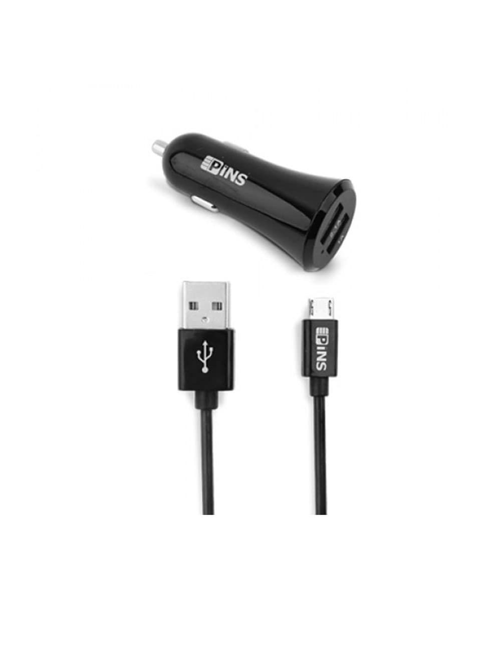 Pins MP971 Car Charger Black شاحن سيارة بينس اسود