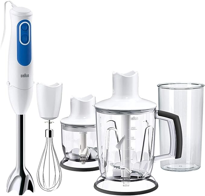 Braun MQ3045WH Hand Blender with 2 Pieces Aperitive Style - White and Blue 700 w