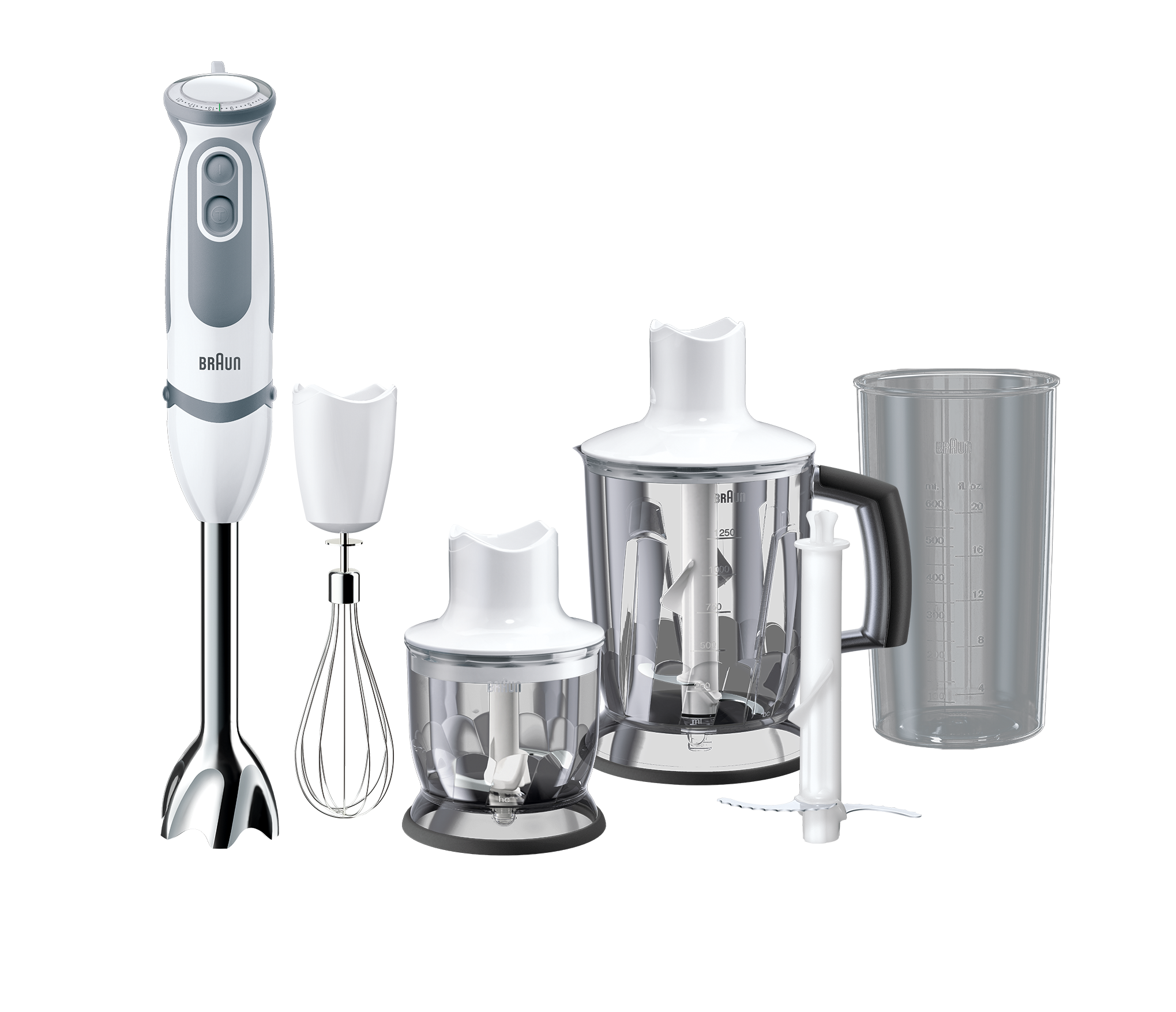 Braun MultiQuick 5 Vario Hand Blender, 350 ml, 1000 Watt, White & Gray - MQ5245WH