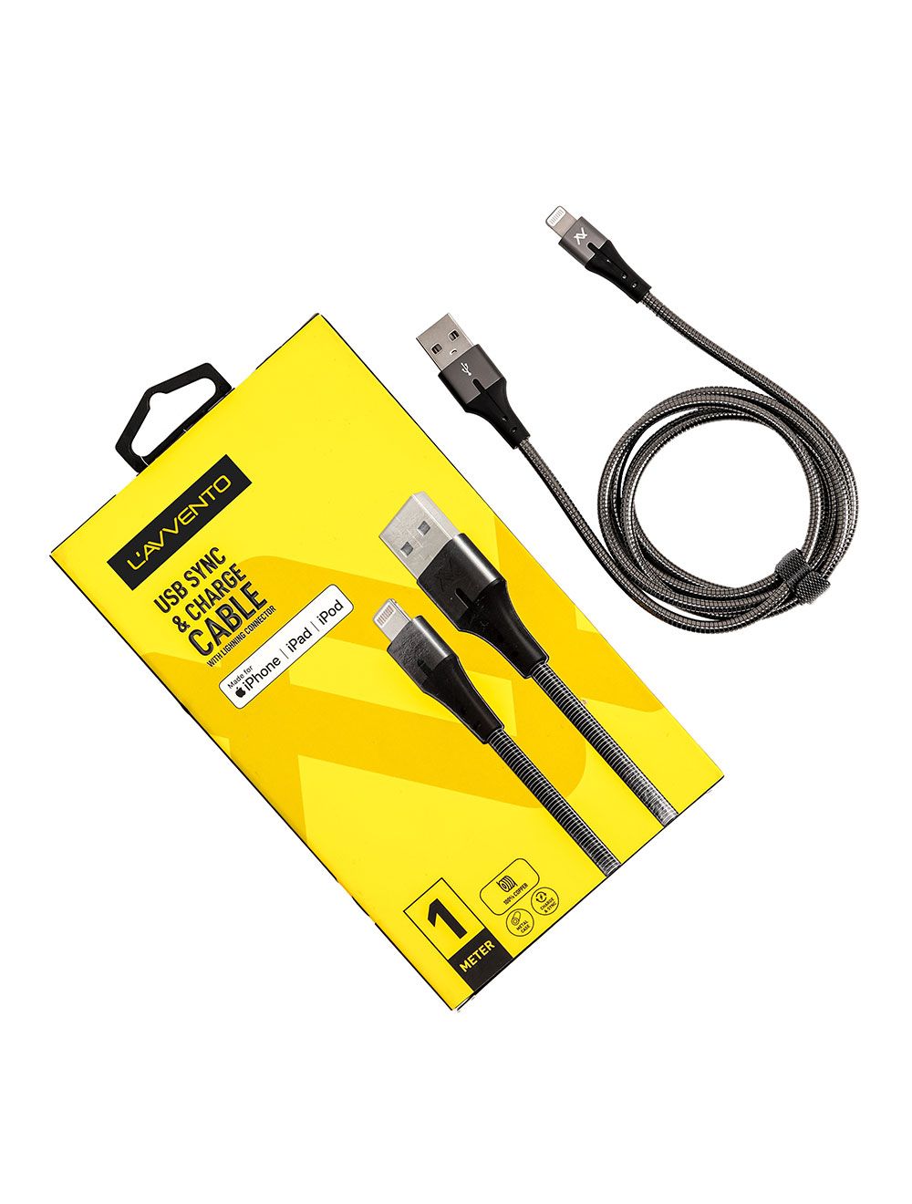 كابل لافينتو MX53B USB to Lightning بطول 1م لشحن سريع ونقل بيانات لأجهزة Apple. L’avvento MX53B USB to Lightning 1m cable fast charge & sync.