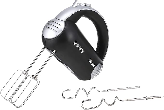 مضرب بيض ميانتا HM13429A بقدرة 300 واط لتجربة خلط احترافية بخمس سرعات وتصميم أنيق خفيف | Mienta Hand Mixer 300W Black HM13429A