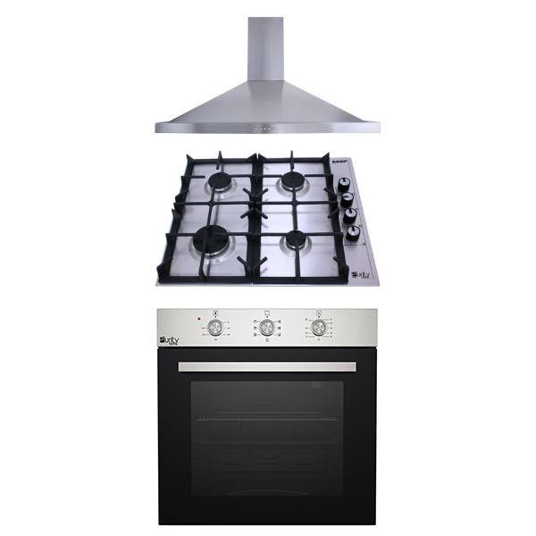 Purity’s Cooker Hood and built-in oven and Gas Hob PENTO60cm+HPT602S+OPT601GG