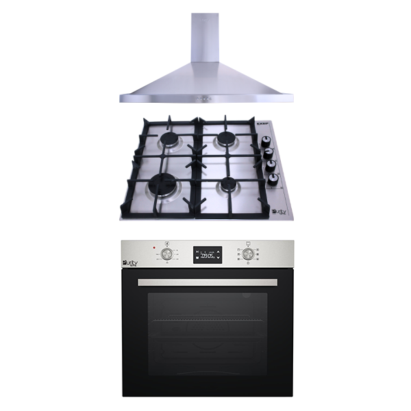 Purity’s Cooker Hood and built-in oven and Gas Hob PENTO60cm+HPT602S+OPT60EED