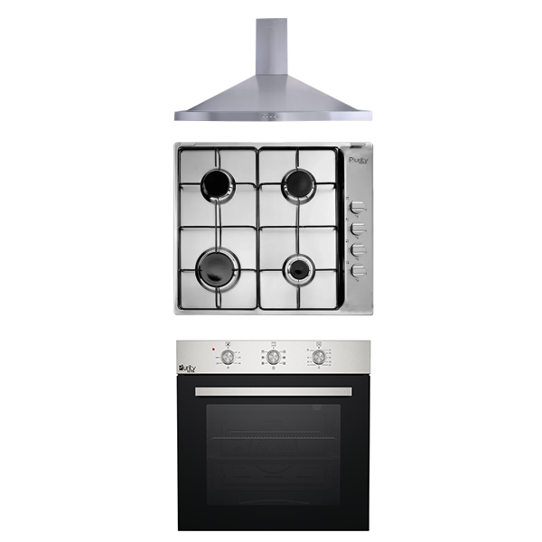 Purity’s Cooker Hood and built-in oven and Gas Hob PENTO60cm+P601X+OPT601GG