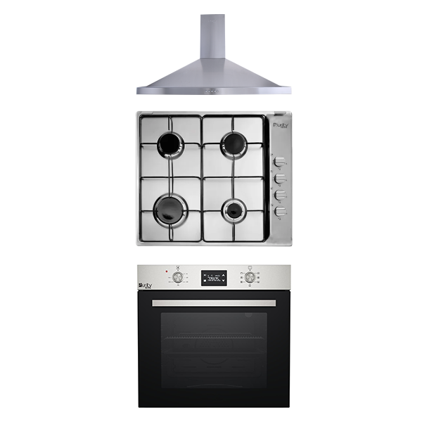 Purity’s Cooker Hood and built-in oven and Gas Hob PENTO60cm+P601X+OPT60EED