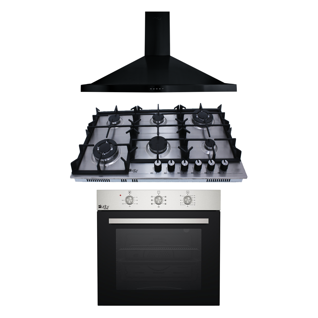 Purity’s Cooker Hood and built-in oven and Gas Hob PENTOBL90cm+HPT904S+OPT601GG