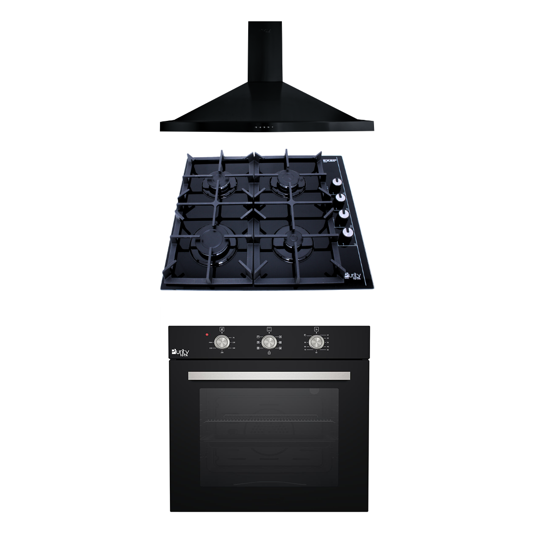 Purity’s Cooker Hood and built-in oven and Gas Hob PENTOBl60cm+HPT602G+OPT602GG