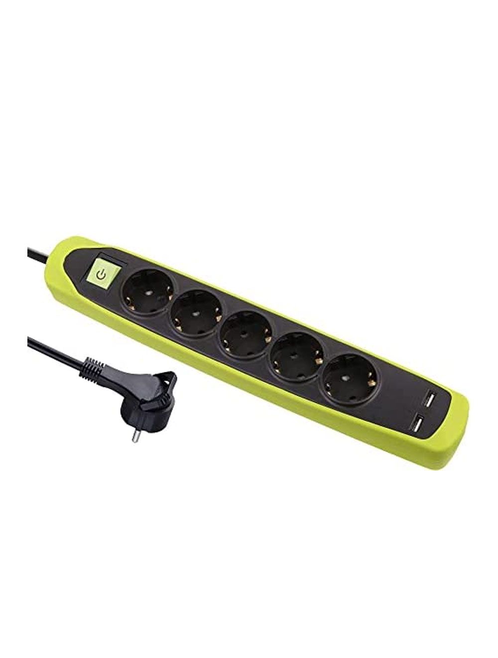 I lock Power Strip - 5 Outlets and 2 USB - Green PS081