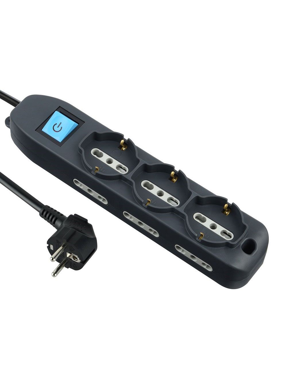 I-Look PS083 power strip 9 outlets with on-off switch 16A - black ...