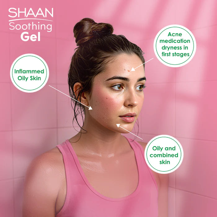 shaan soothing gel جل مرطب مهدئ بامتصاص سريع للبشرة الدهنية والمختلطة قبل المكياج – Shaan soothing gel hydrates, calms and refreshes oily combination skin.