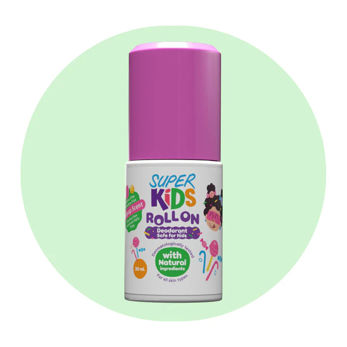 مزيل عرق أطفال سوبر كيدز رول أون من باركفيل يوفر حماية طبيعية وآمنة بدون عطور، Parkville Super Kids Roll On offers gentle long-lasting deodorant protection for kids.