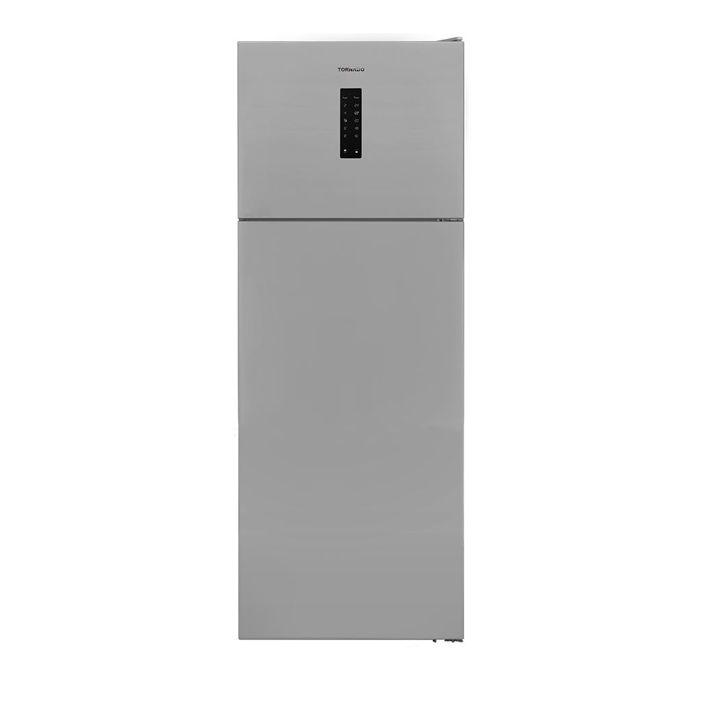 ثلاجة تورنيدو نوفروست 496 لتر بتقنيات تبريد متقدمة وشاشة ديجيتال. Tornado 496L NoFrost refrigerator with advanced cooling and digital control.