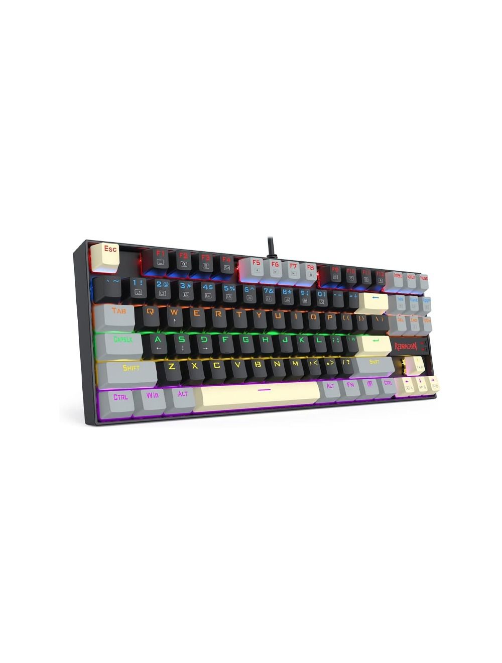 ري دراجون لوحة مفاتيح K552 للألعاب بإضاءة Rainbow، سلكية USB.
Redragon K552 Rainbow wired gaming keyboard, durable & stylish with 1-year warranty.