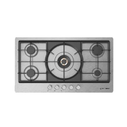 Ecomatic S983XLPRO Function Gas ايكوماتيك مسطح غاز متوسط ​​92 سم XL 5 شعلة استانلس ستيل