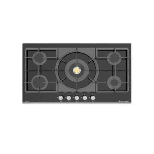 Ecomatic S987XLC Gas Price EGP37035 ايكوماتيك بوتاجاز غاز متوسط ​​92 سم 5 شعلة - اسود كرستال - اشتعال اتوماتيك