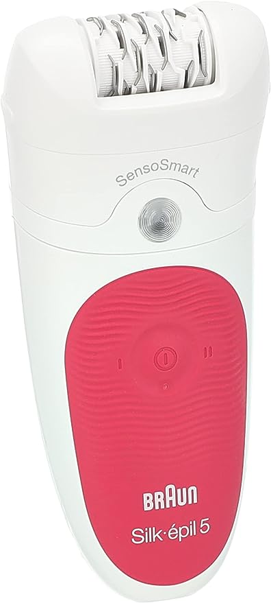 Braun Silk-?©pil 5 5/500 SensoSmart™ Epilator Raspberry Red - Wet & Dry Cordless Epilator Starter Kit with 2 Attachments