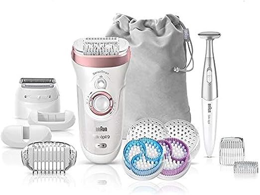 Braun Epilator 4 in 1 Silk-epil 9 SkinSpa SensoSmart 9 / 980 Rose Gold Hair Removal, Exfoliation and Skin Care with 13 Attachments