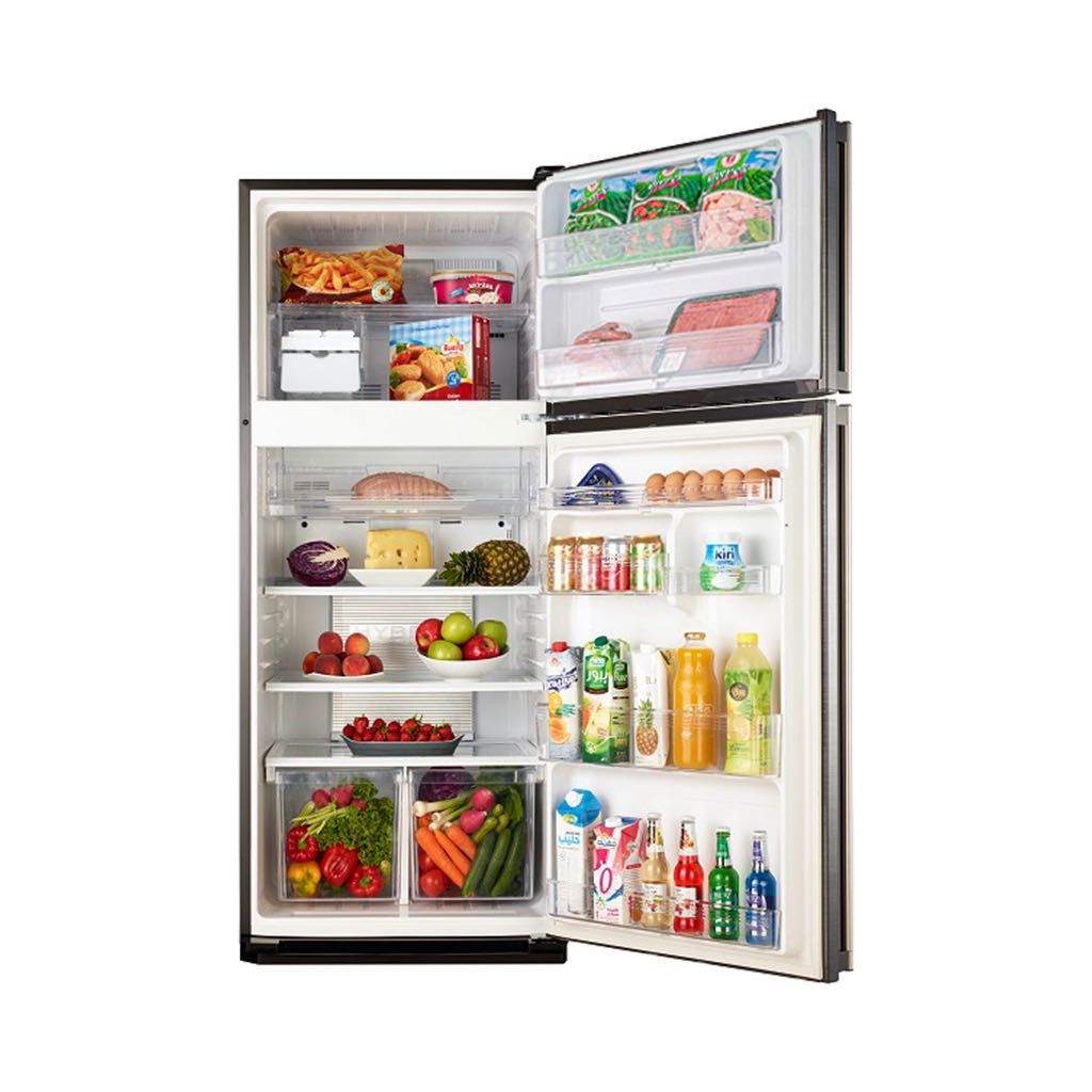 ثلاجة شارب نوفروست 450 لتر بتقنيات تبريد متقدمة وضمان 10 سنوات مع توصيل متاح، Sharp refrigerator 450L with advanced cooling and 10-year warranty.