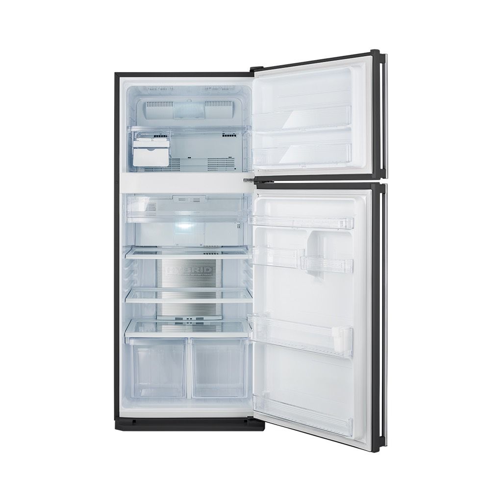ثلاجة شارب انفرتر نوفروست 450 لتر أحمر/سيلفر/أسود Sharp inverter 450L frost-free refrigerator with touch control and 10 years warranty.