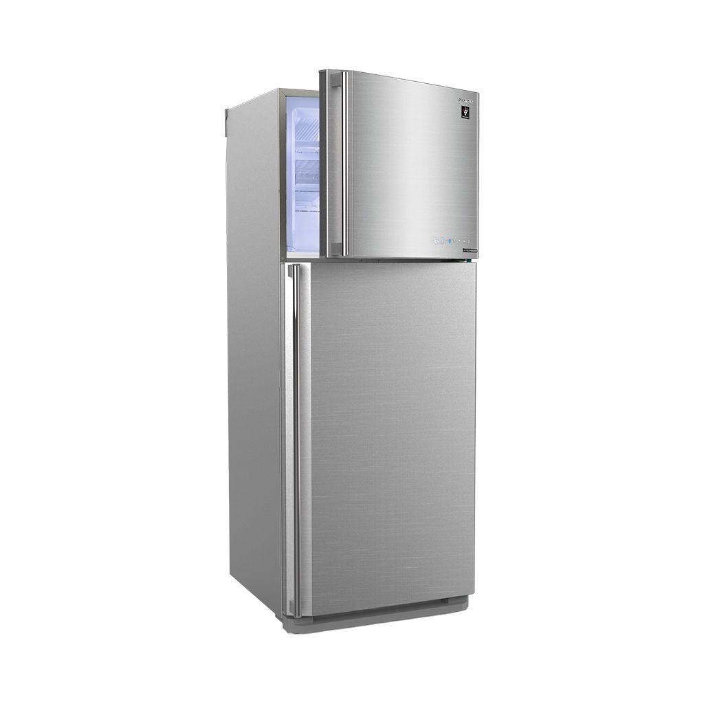 ثلاجة شارب انفرتر نوفروست 450 لتر أحمر/سيلفر/أسود Sharp inverter 450L frost-free refrigerator with touch control and 10 years warranty.