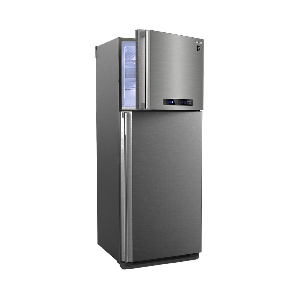 ثلاجة شارب ديجيتال نوفروست 396 لتر بتقنية البلازما كلاستر وتبريد Hybrid. Sharp 396L NoFrost refrigerator with Plasma Cluster and Hybrid Cooling system.