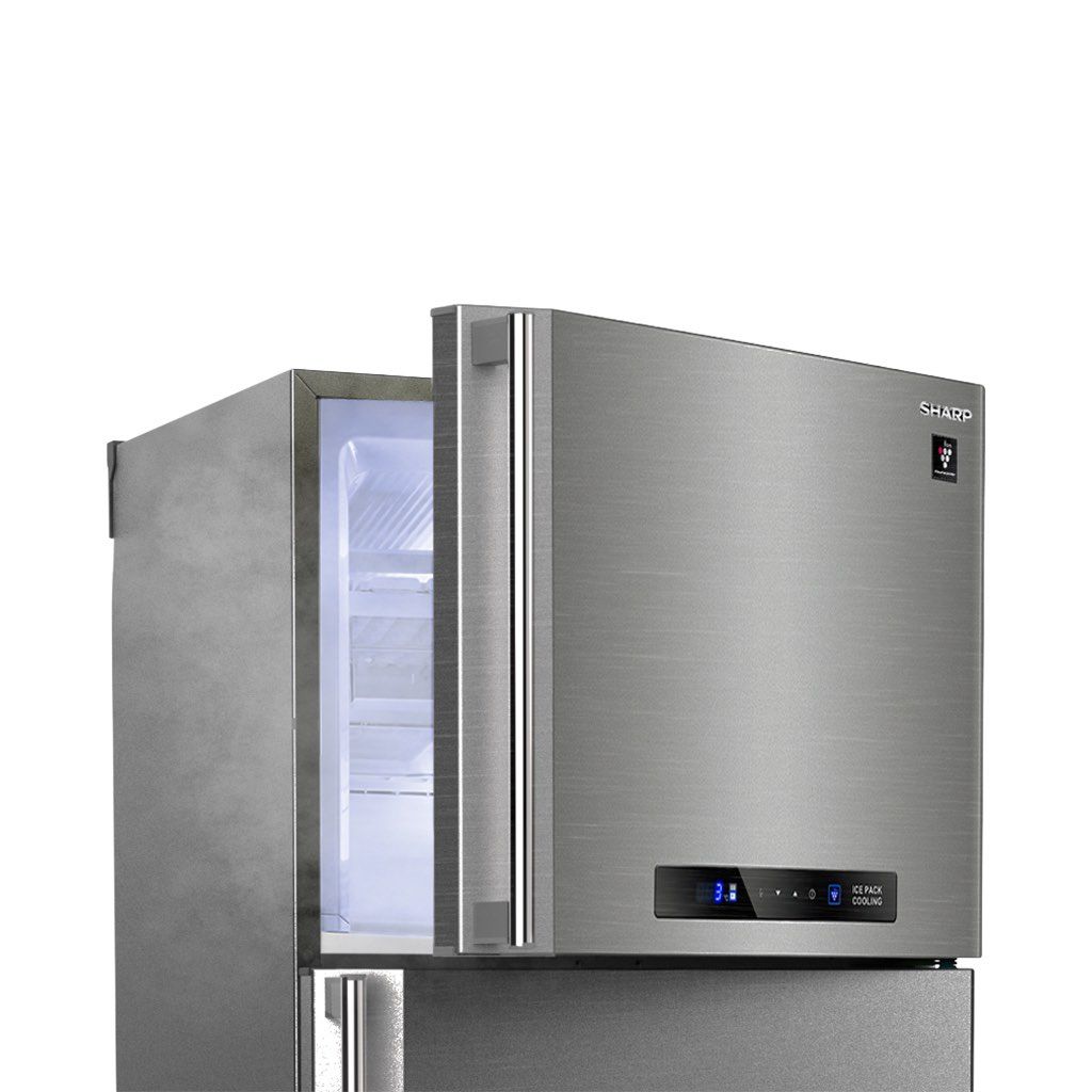 ثلاجة شارب ديجيتال نوفروست 396 لتر بتقنية البلازما كلاستر وتبريد Hybrid. Sharp 396L NoFrost refrigerator with Plasma Cluster and Hybrid Cooling system.