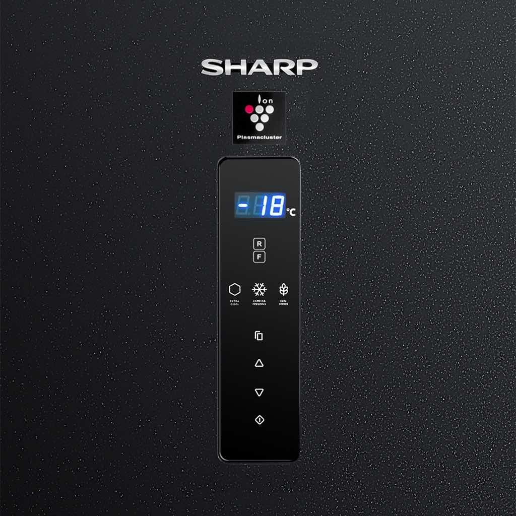 ثلاجة شارب انفرتر ديجيتال فريزر سفلي 558 لتر استانلس غامق/أسود Sharp 558L inverter digital bottom freezer with touch control and 10 years warranty.