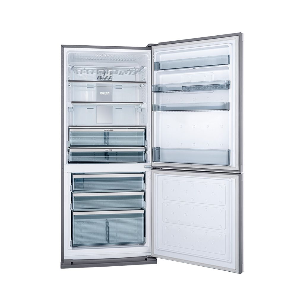 ثلاجة شارب انفرتر ديجيتال فريزر سفلي 558 لتر استانلس غامق/أسود Sharp 558L inverter digital bottom freezer with touch control and 10 years warranty.