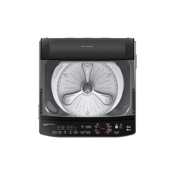 غسالة شارب 9 كيلو فوق أوتوماتيك فضي/أسود بضمان 5 سنوات – Sharp 9KG Top Load Washing Machine Silver/Black with Pump and 5 Years Warranty.